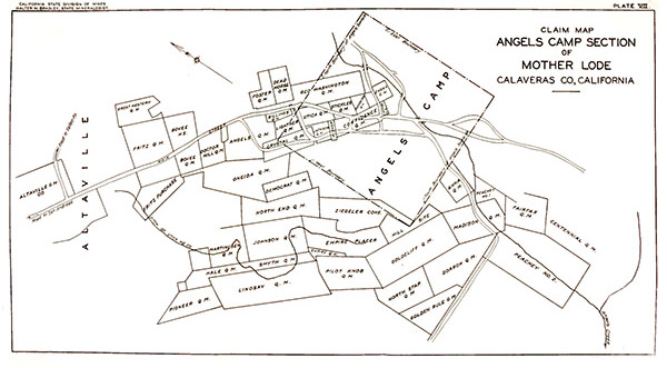 Angels Camp Mother Lode Claims Map